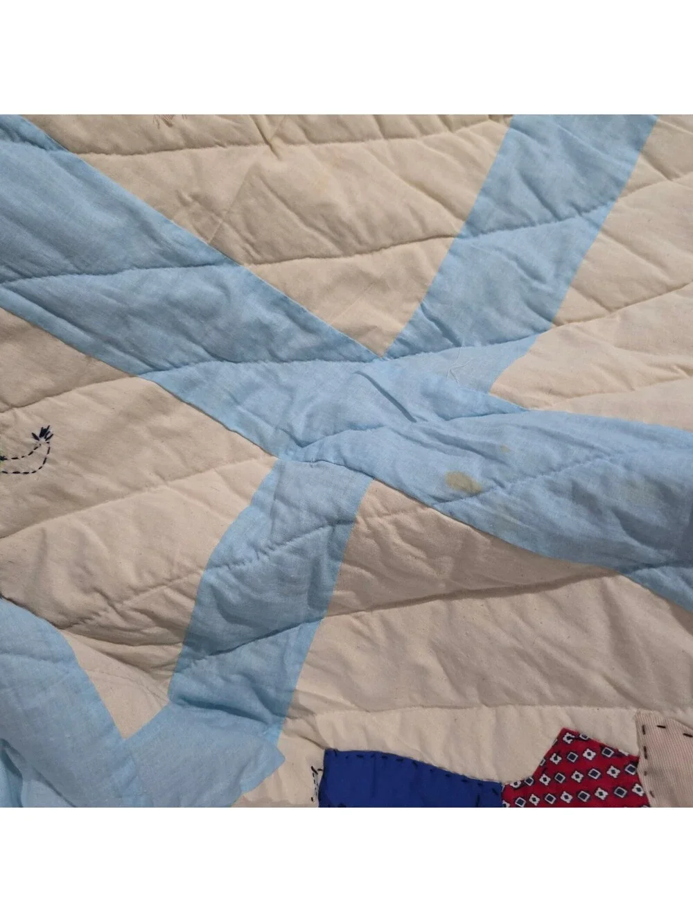Vintage Handmade Quilt Sunbonnet Sam Farmer Quilt 68*80 q16